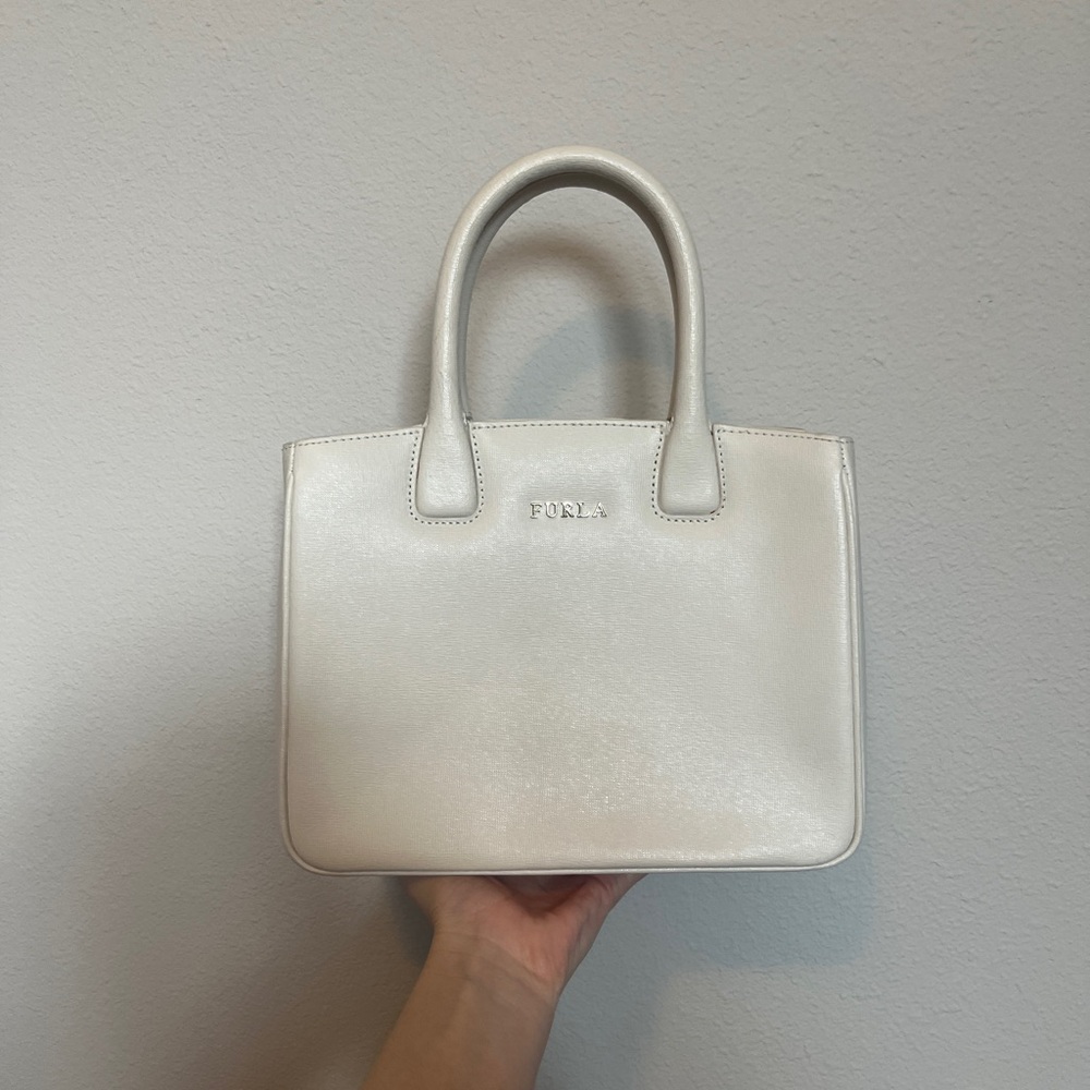 FURLA Creamy white Leather Tote Bag
